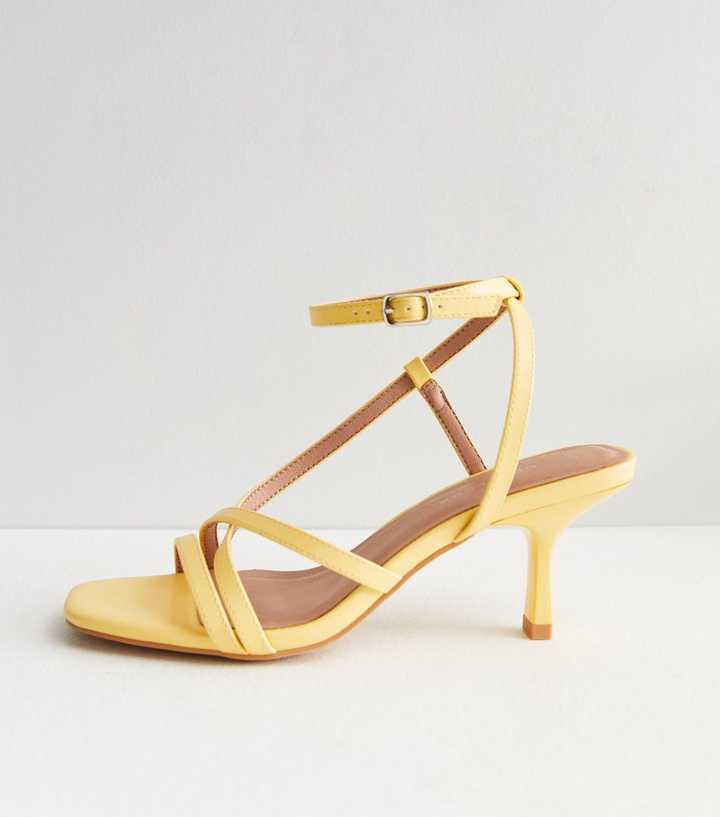 yellow mid heel sandals