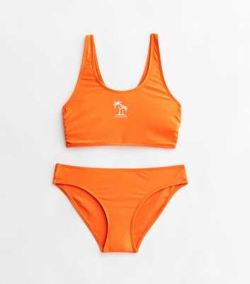 Girls Orange Florida Logo Crop Bikini Set
