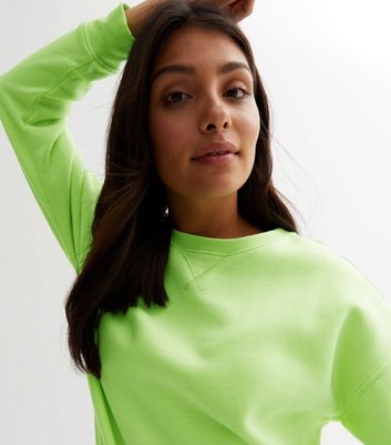 Lime green crew neck sweatshirt sale