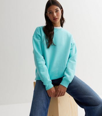 Turquoise Jersey Crew Neck Long Sleeve Sweatshirt New Look