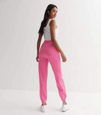 Bright Pink Jersey Cuffed Joggers New Look