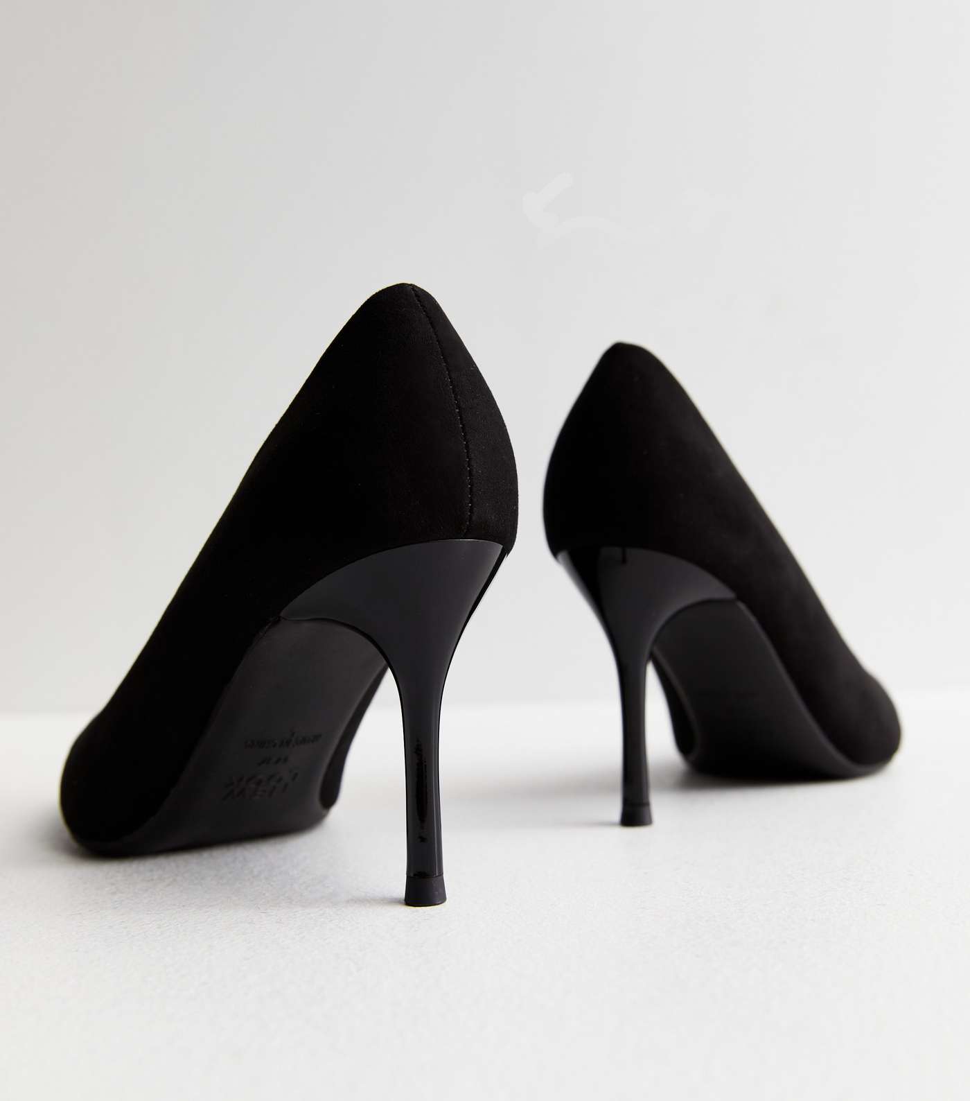 Wide Fit Black Suedette Stiletto Court Shoes Image 4