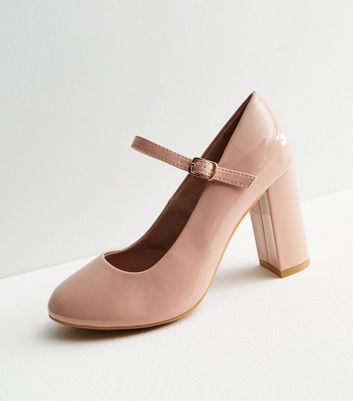 Pale pink block on sale heels