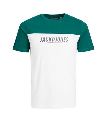 Jack & Jones Junior Turquoise Colour Block Logo T-Shirt New Look