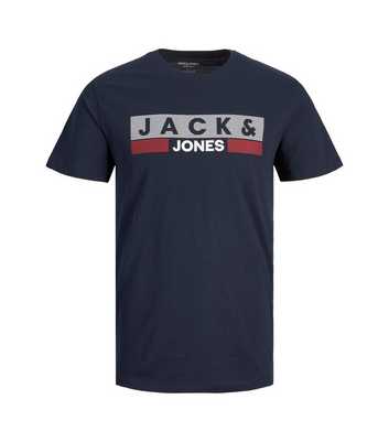Jack & Jones Junior Navy Stripe Logo T-Shirt