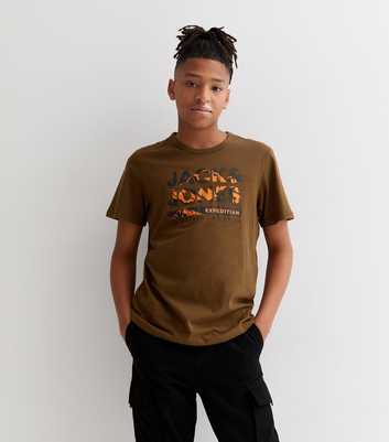 Jack & Jones Junior Rust Crew Neck Short Sleeve Logo T-Shirt