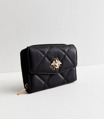 Black Leather-Look Zip Around Purse | New Look