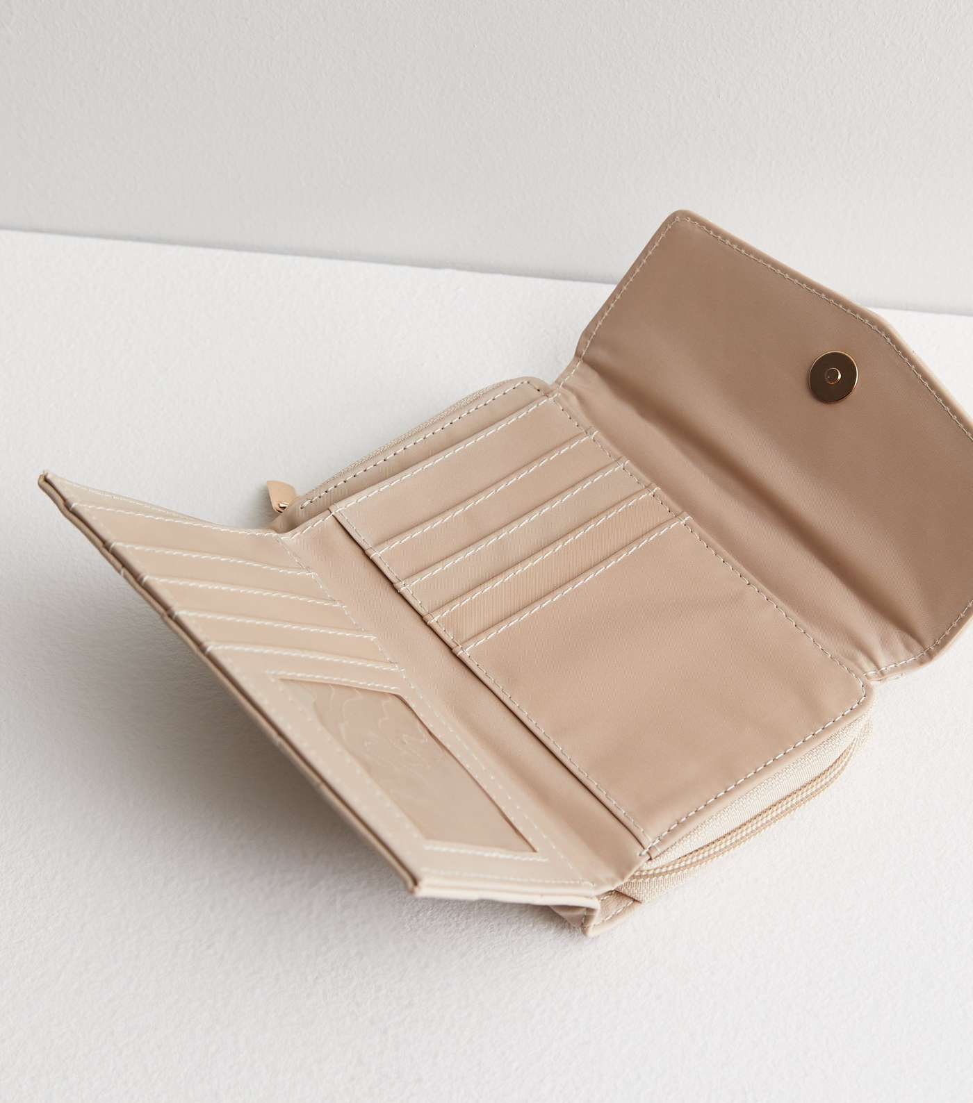 Cream Quilted Leather-Look Bee Midi Purse Image 3