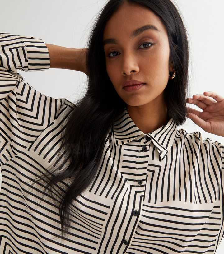 off white long sleeve striped shirt