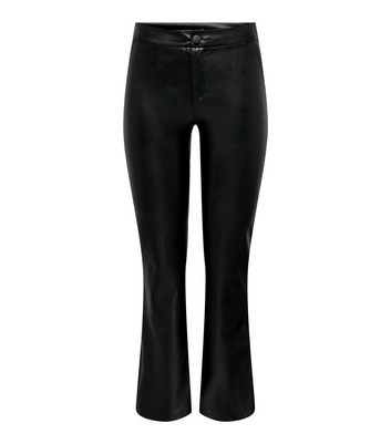 New Look faux leather split front trouser legging in black  ASOS