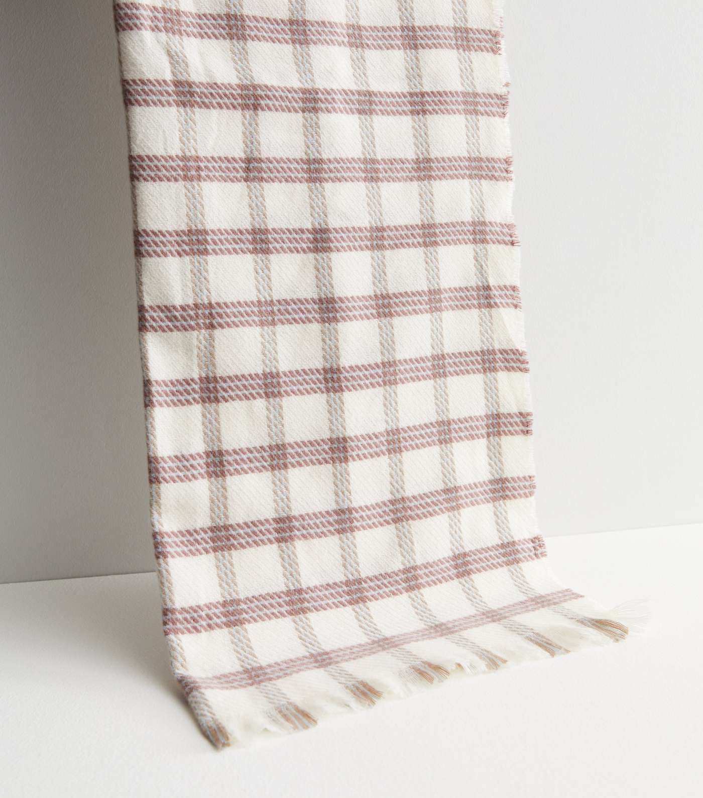 Off White Check Scarf Image 2