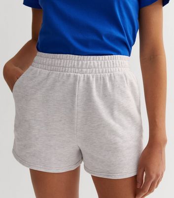 Pale Grey Jogger Shorts New Look