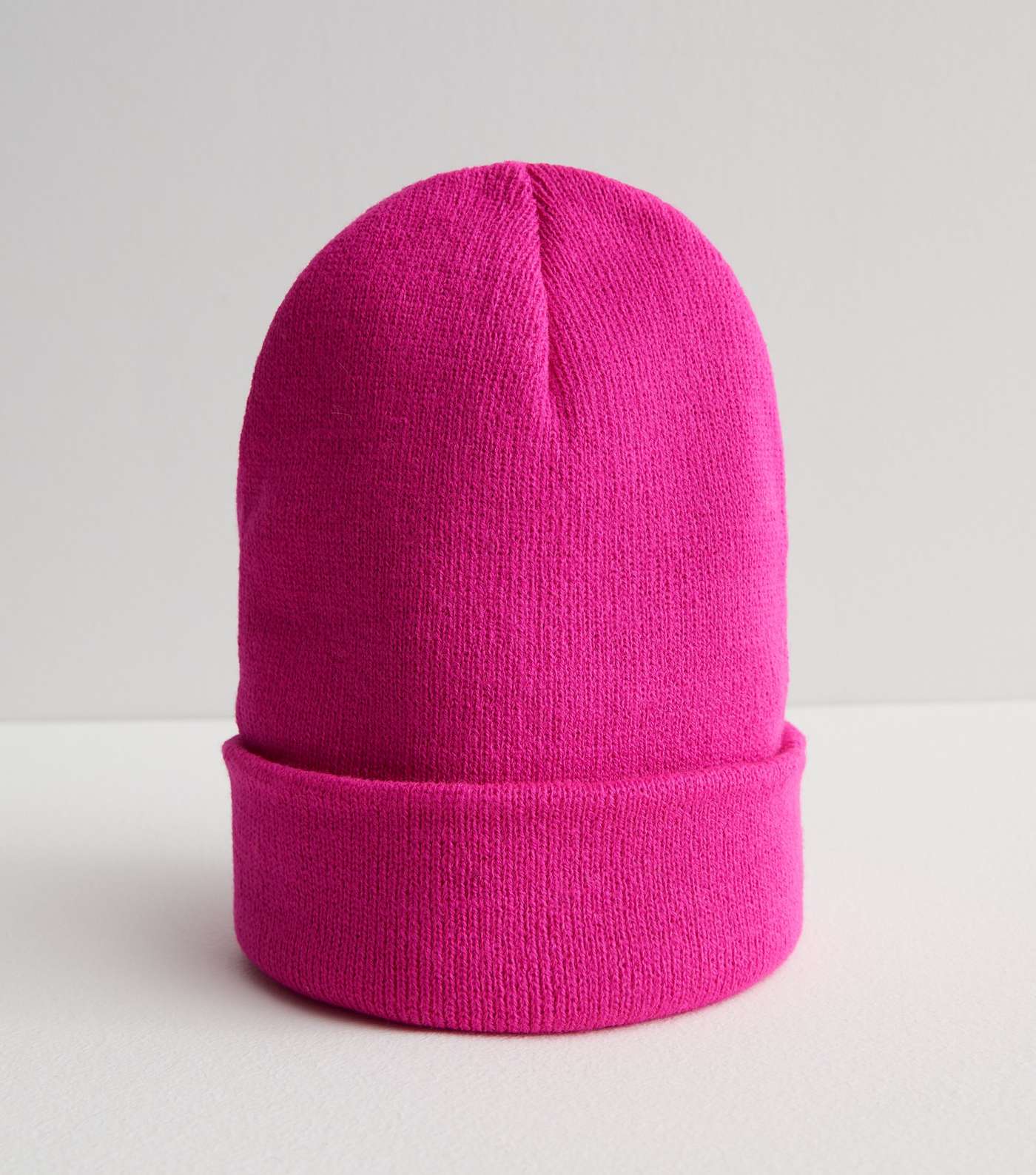 Bright Pink Ribbed Beanie Image 2
