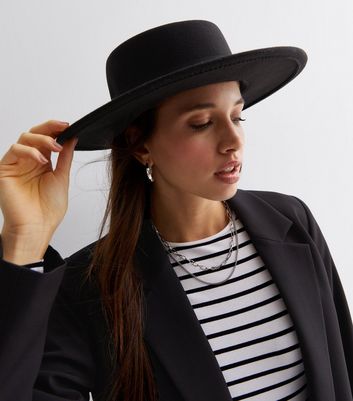 Black wool boater hat online