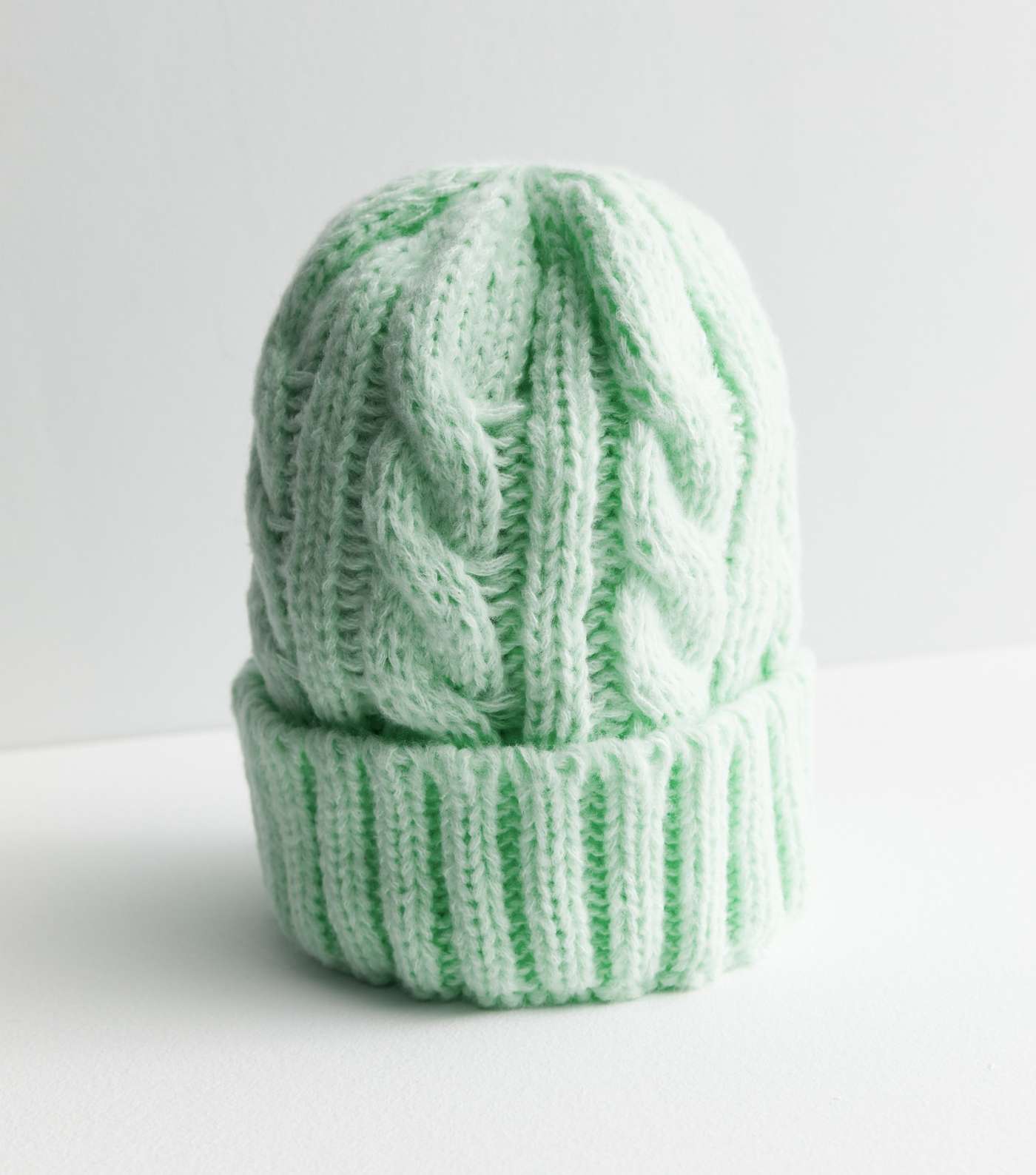 Mint Green Cable Beanie Image 2