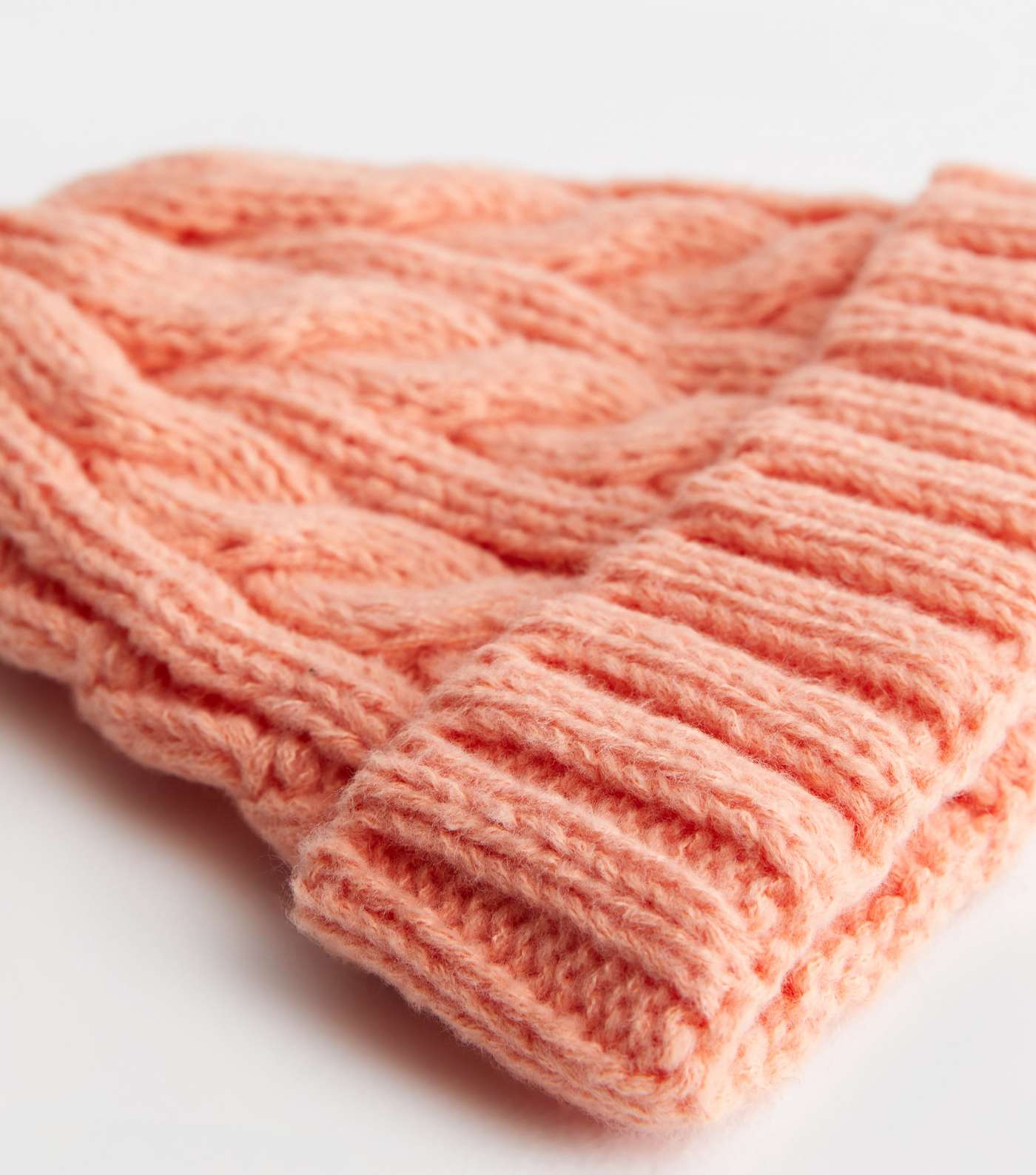 Pink Cable Knit Beanie Image 3