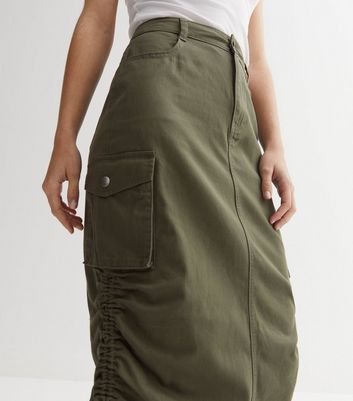 Long khaki denim outlet skirt