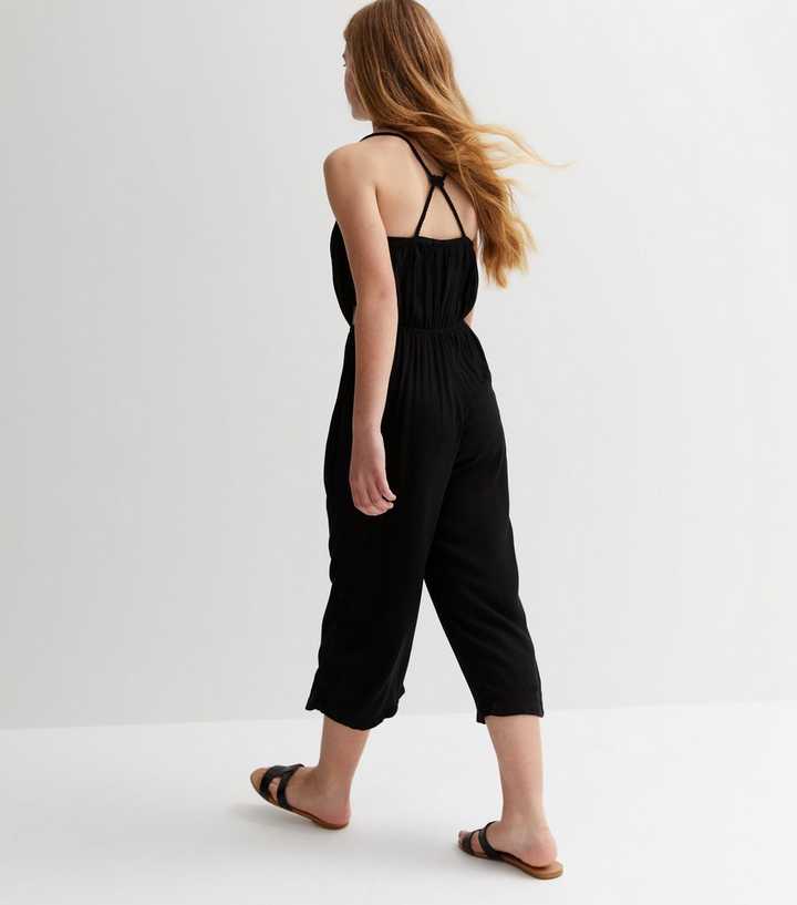 Express, Strappy Back Culotte Jumpsuit in Black