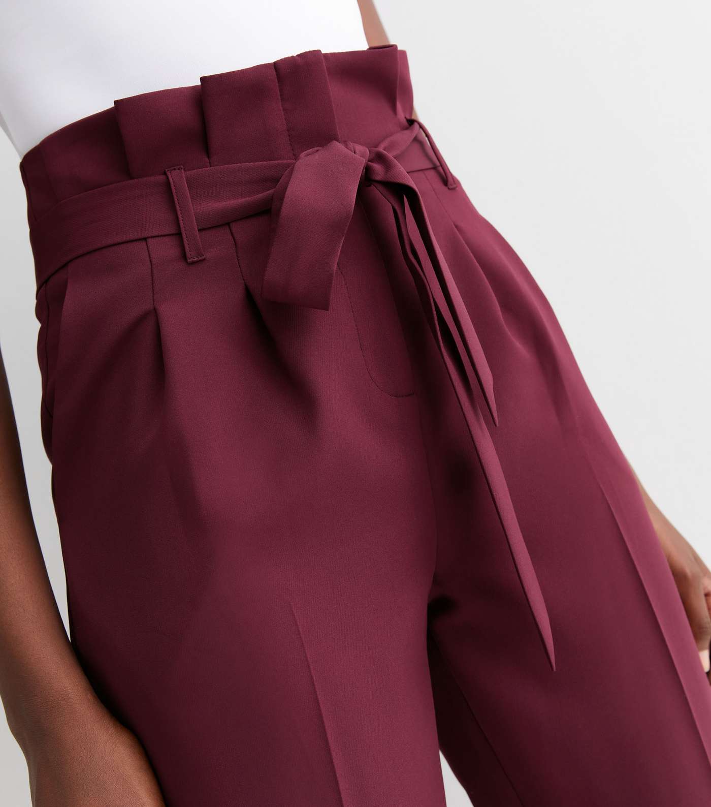 Tall Burgundy Paperbag Trousers Image 3