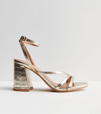 Rose gold outlet clear block heels