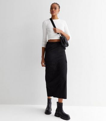 Tall Black Parachute Midaxi Skirt | New Look