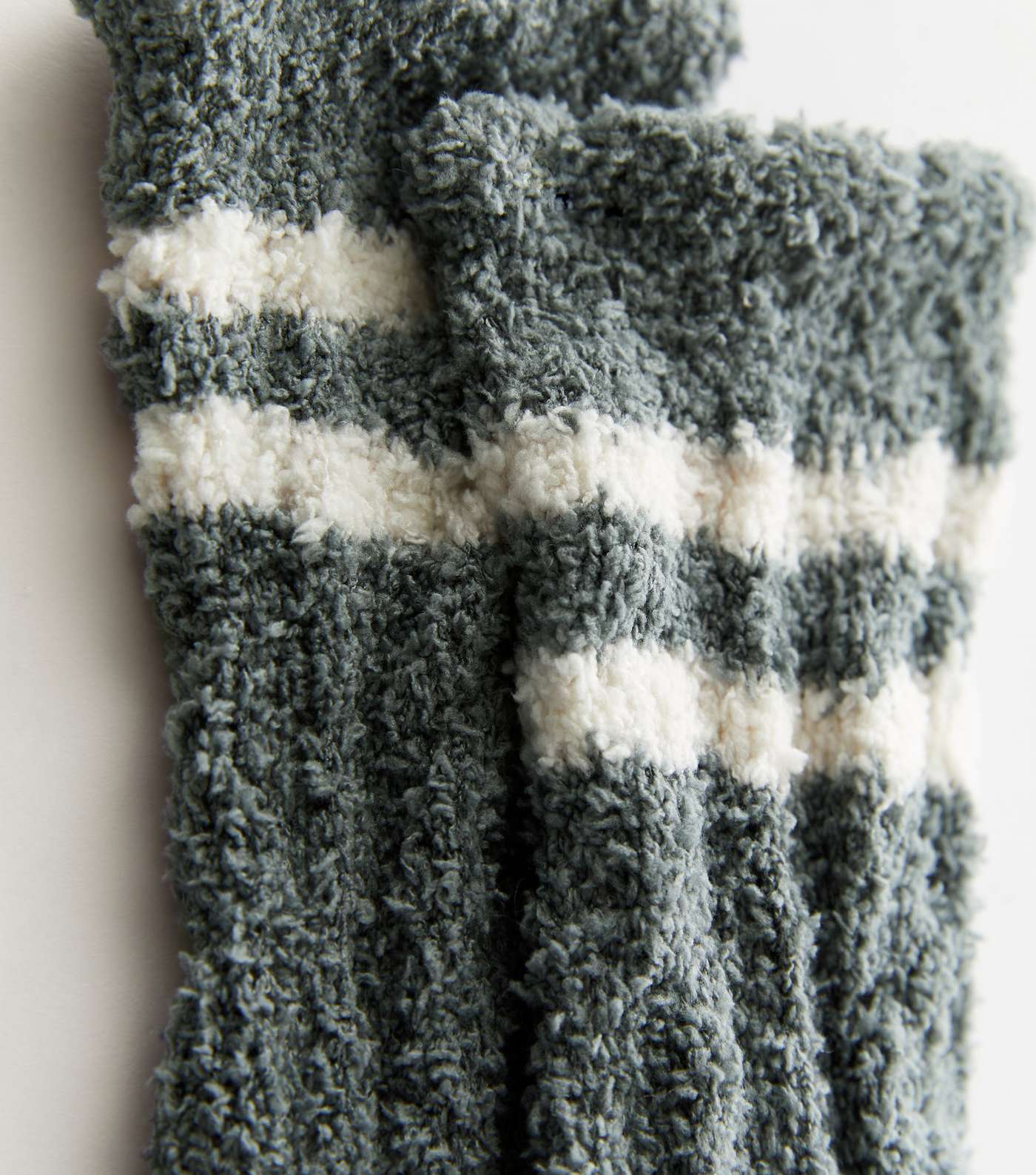 Grey Cable Stripe Fluffy Socks Image 2