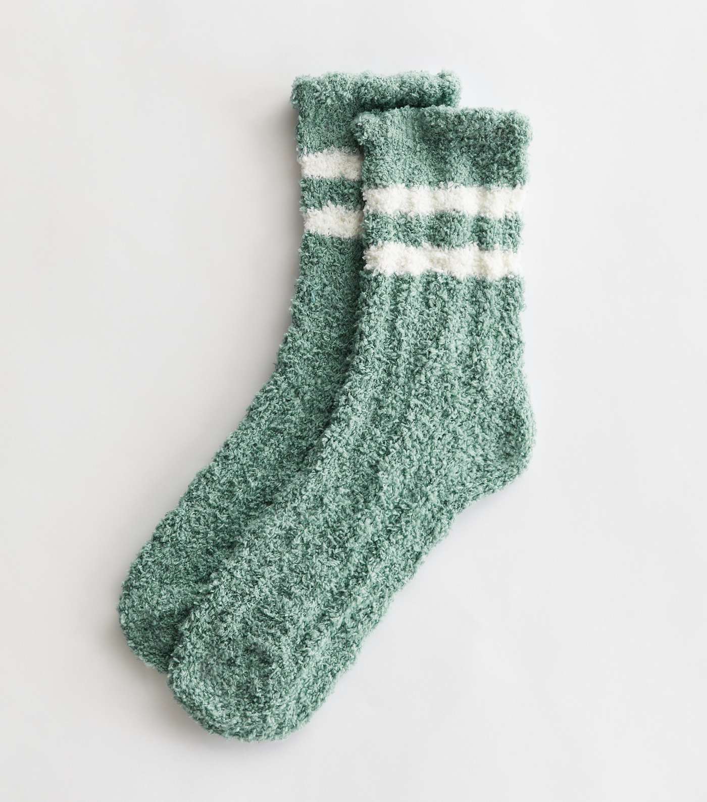 Mint Green Cable Stripe Fluffy Socks