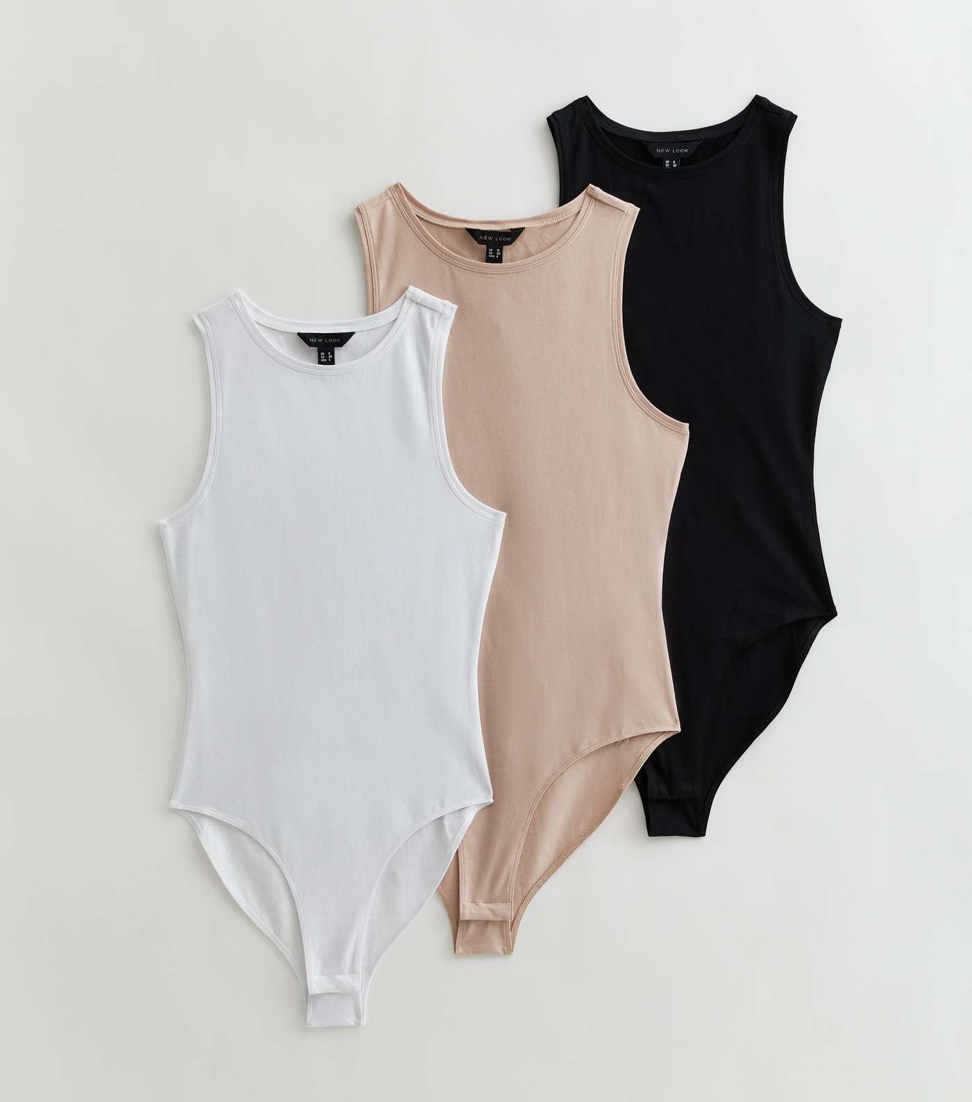 3 Pack Tan White and Black Jersey Vest Bodysuit Image 5