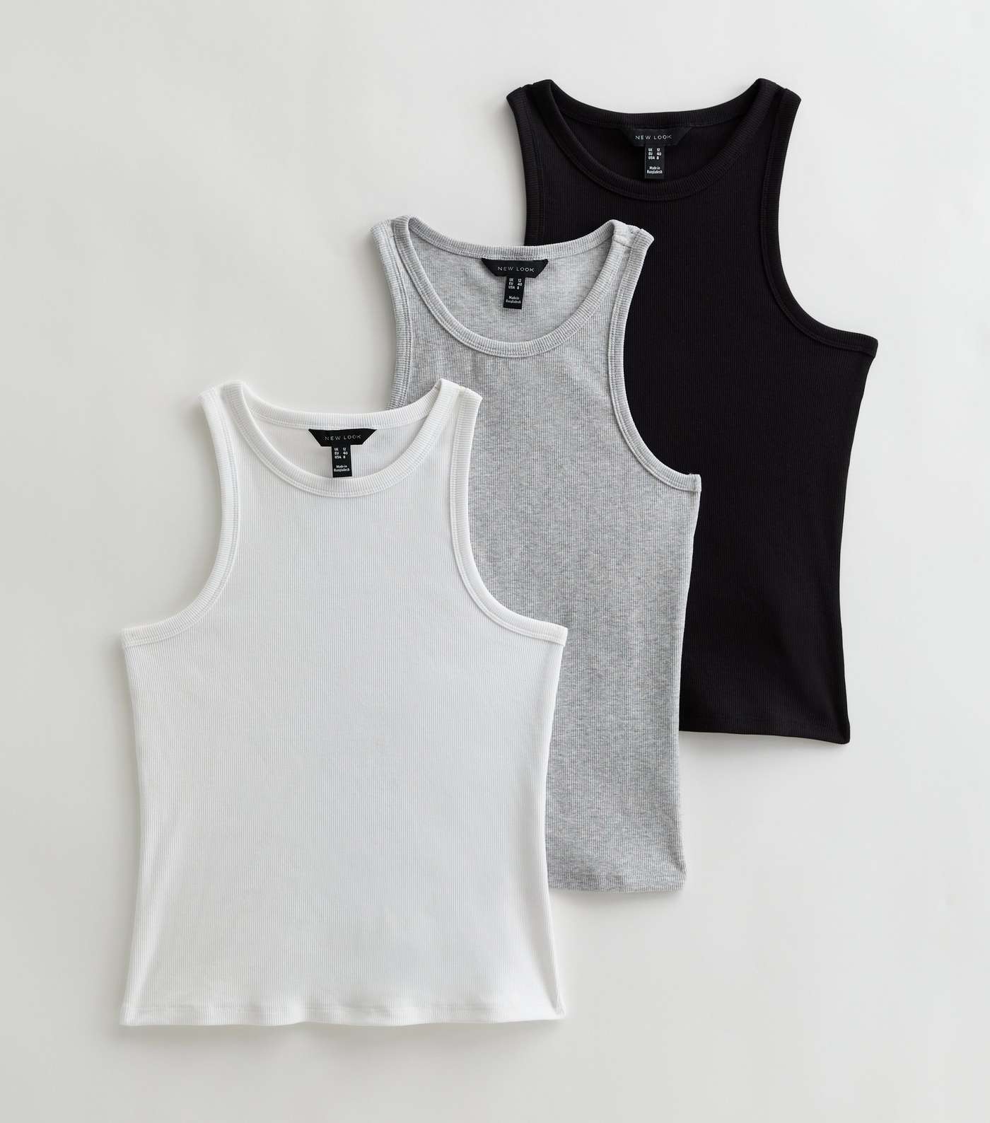 3 Pack Black Grey and White Jersey Racer Vests Image 5