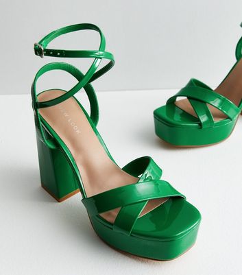 Green high store heel sandals