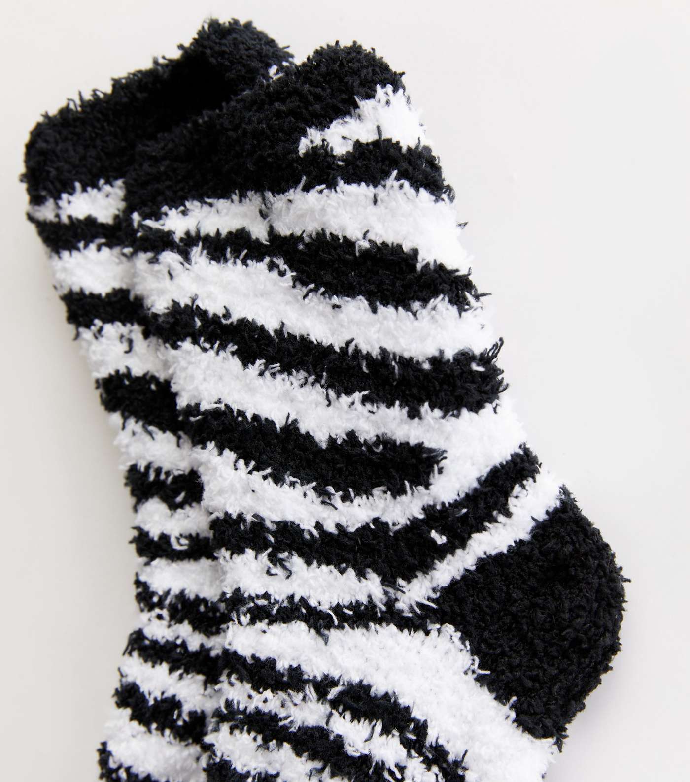 Black Zebra Print Fluffy Socks Image 2