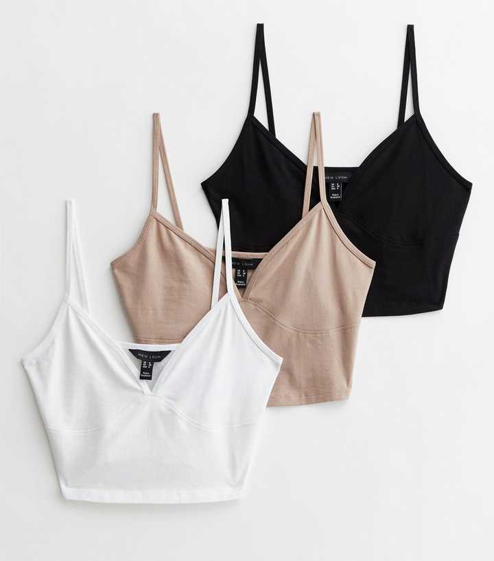 3 Pack Brown Black and White Bralettes