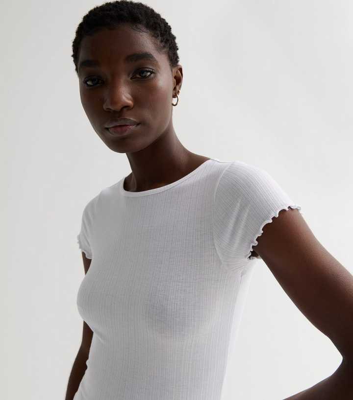 white frill t shirt