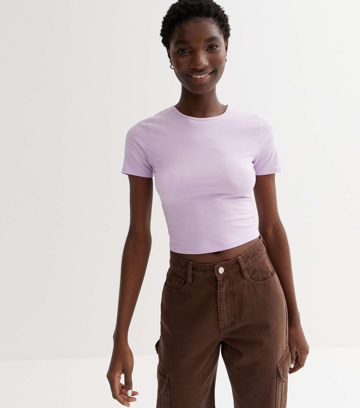 Lilac Jersey Short Sleeve Crop T-Shirt Image 2