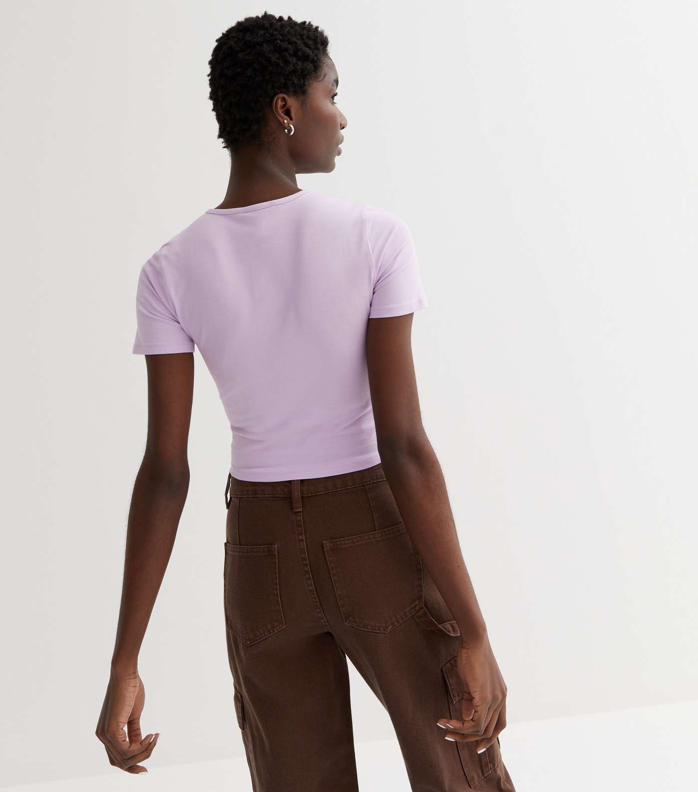 Lilac Jersey Short Sleeve Crop T-Shirt Image 4
