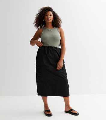 Curves Black Parachute Midaxi Skirt