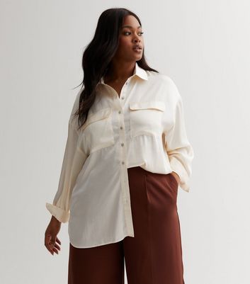 White satin button store up