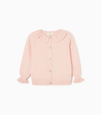 Zippy Pink Knit Frill Collared Long Sleeve Cardigan