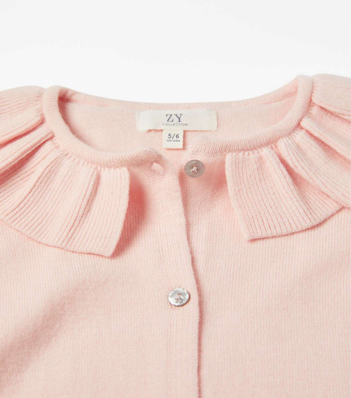 Zippy Pink Knit Frill Collared Long Sleeve Cardigan Image 3