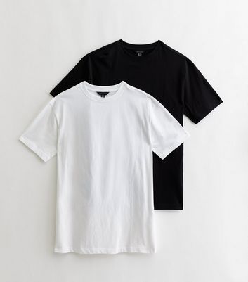 2 Pack White and Black Oversized T-Shirts New Look