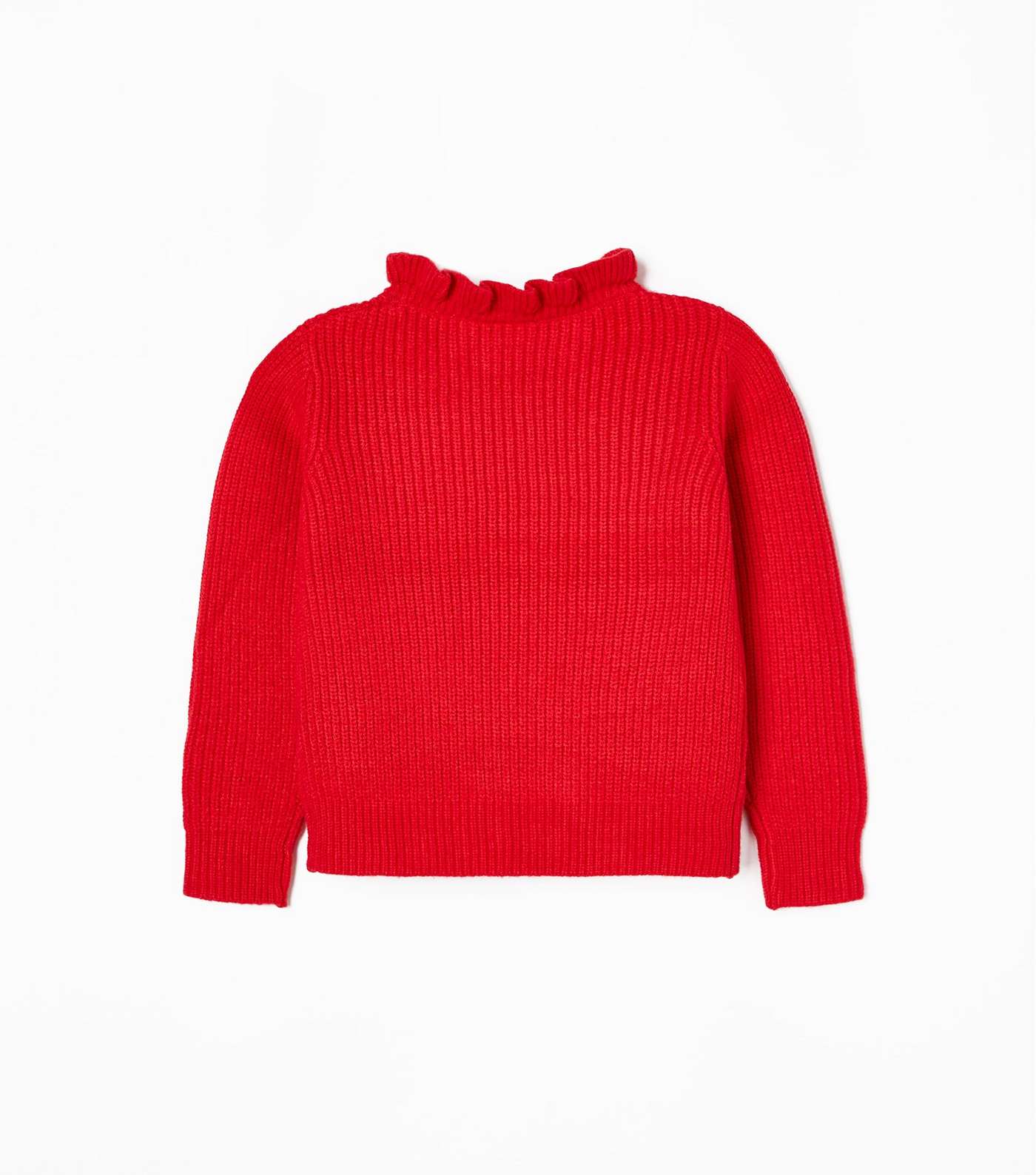 Zippy Red Chunky Knit High Neck Jumper Image 2
