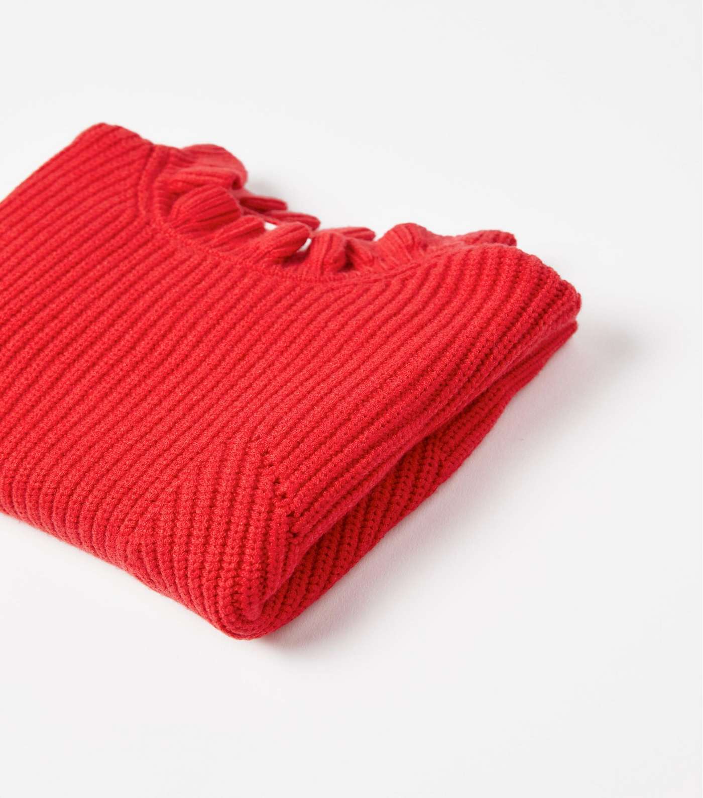 Zippy Red Chunky Knit High Neck Jumper Image 4