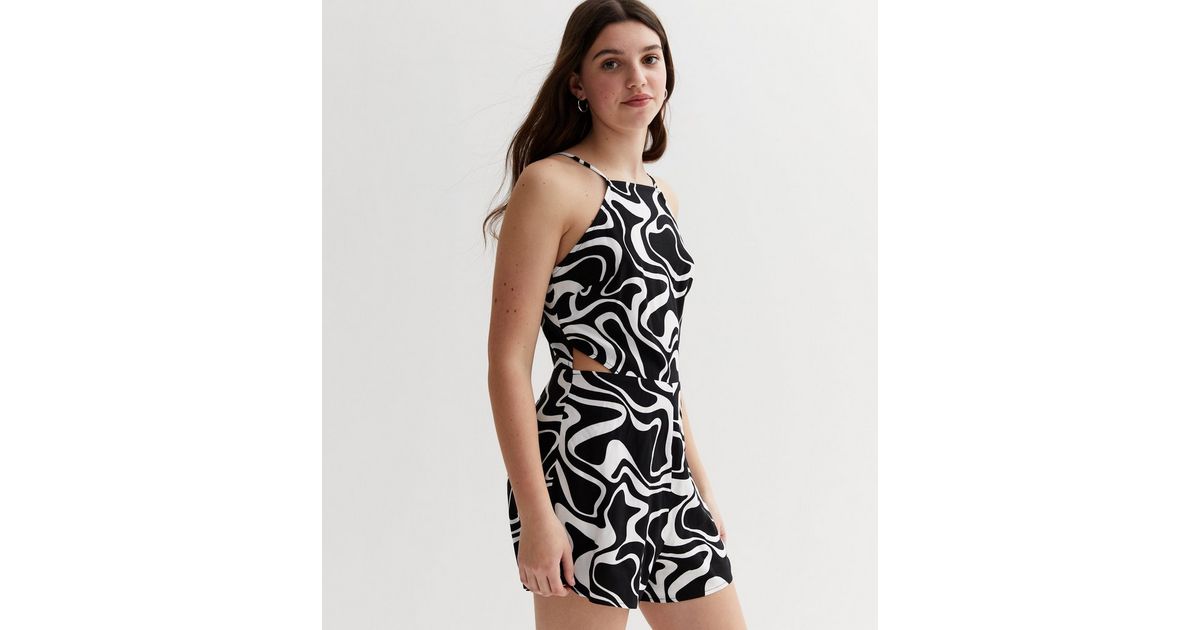 Nautinati Girls Black Purple Printed Playsuit main image 0