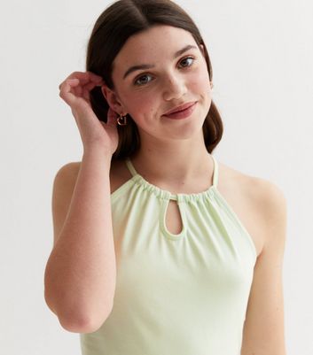 Girls Mint Green Jersey Halter Dress New Look