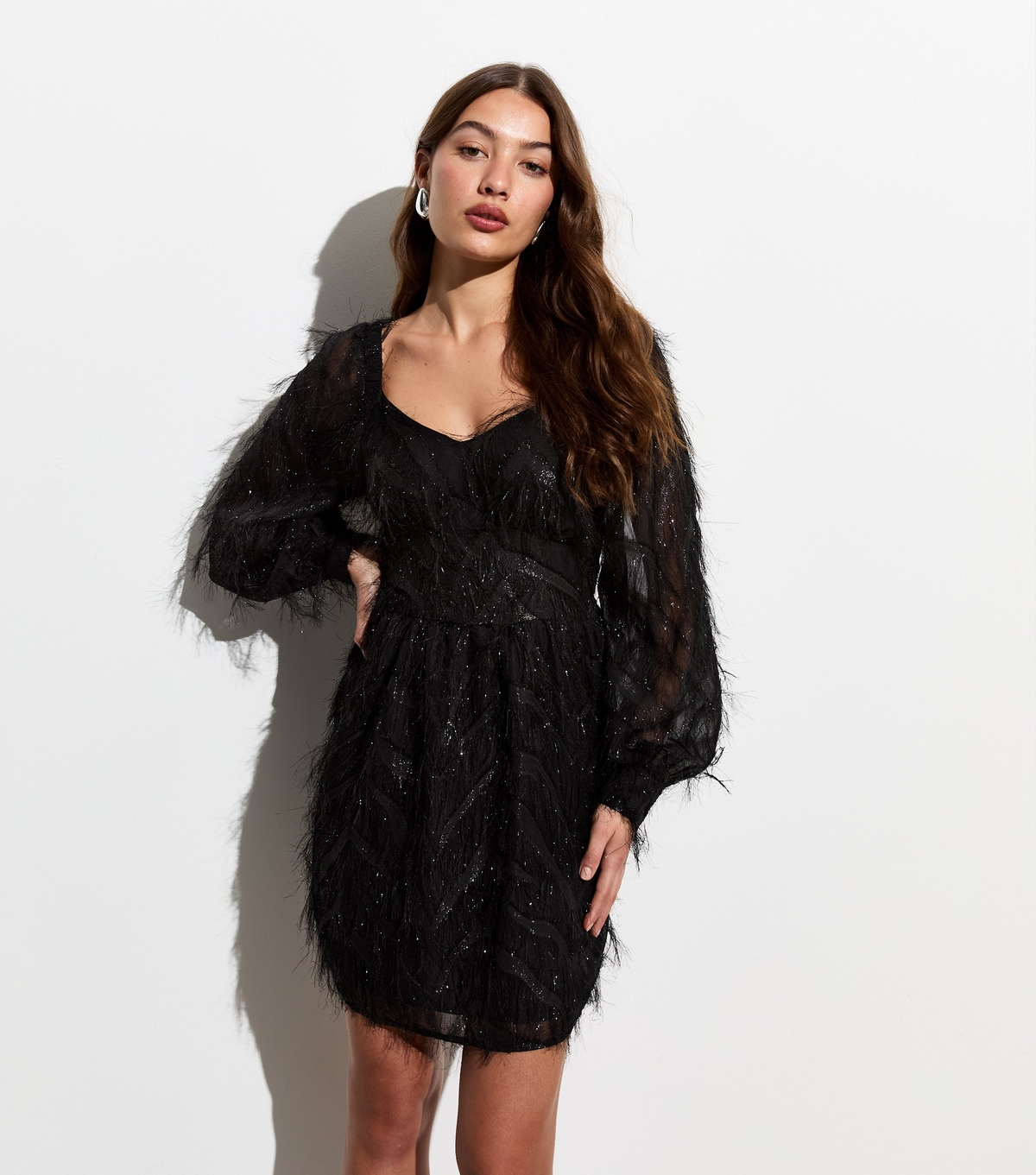 Women's Black Feather Fringe Mini Dress VILA New Look
