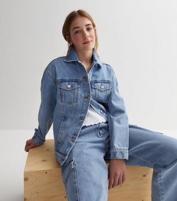 Oversized denim 2024 jacket girls