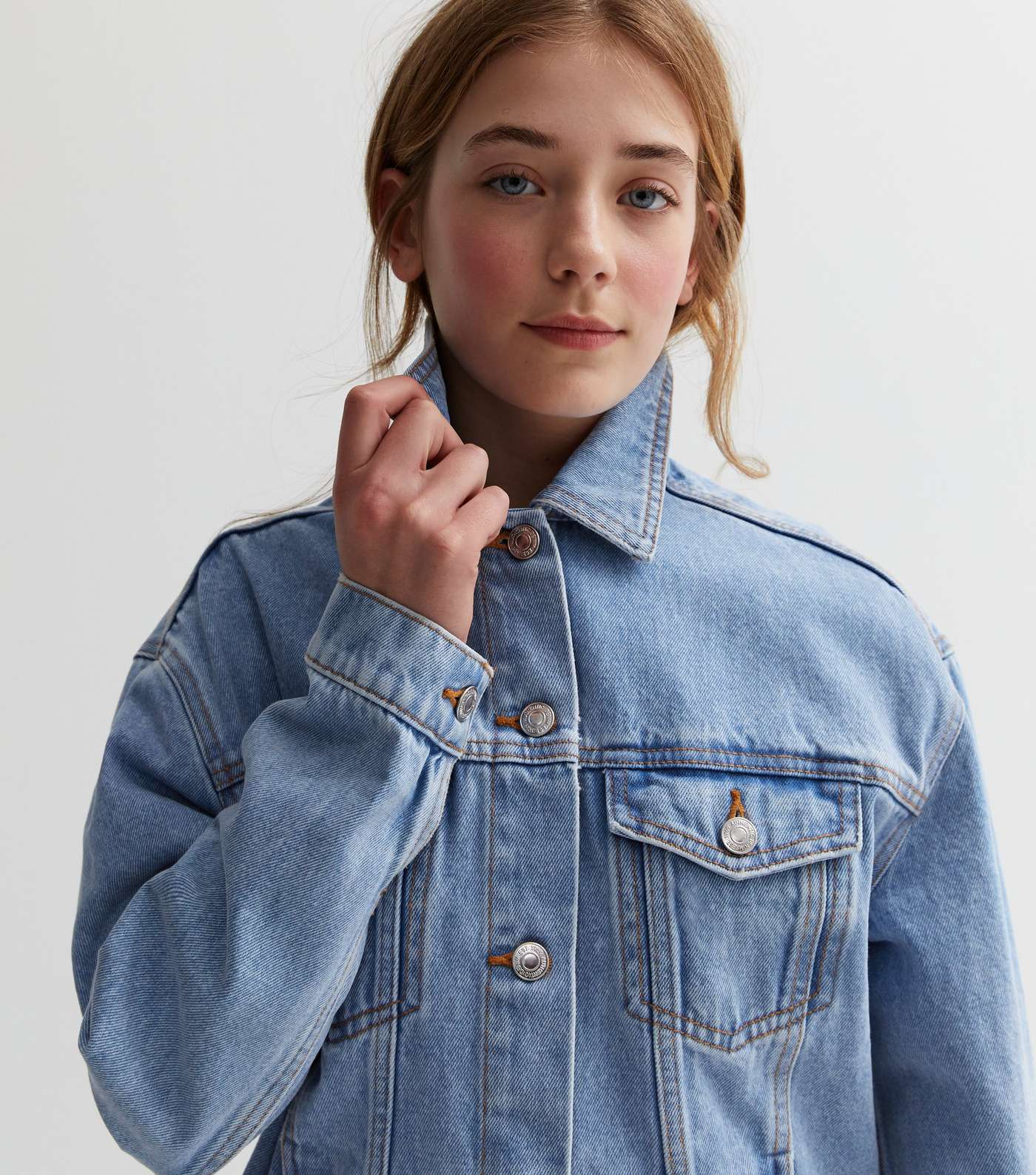 Girls Blue Denim Oversized Jacket | New Look