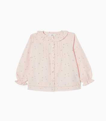 Zippy Pink Floral Collared Long Sleeve Blouse