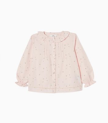 Zippy Pink Floral Collared Long Sleeve Blouse