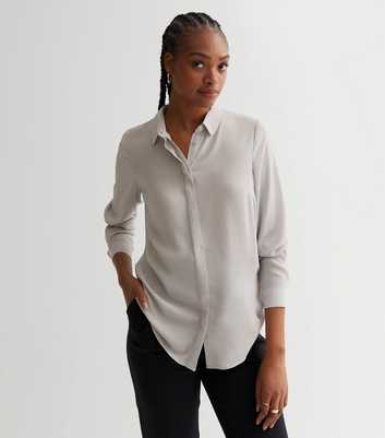 Tall Pale Grey Collared Long Sleeve Shirt